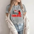 thumbnail image 2 of Abcnature Merry Christmas Tree T-Shirt Women's Cute Christmas Gnomies Graphic Tees Holiday Short Sleeve Tshirt Xmas Buffalo Plaid Red T-Shirt For Men Women T-Shirt Gray,F M, 2 of 6