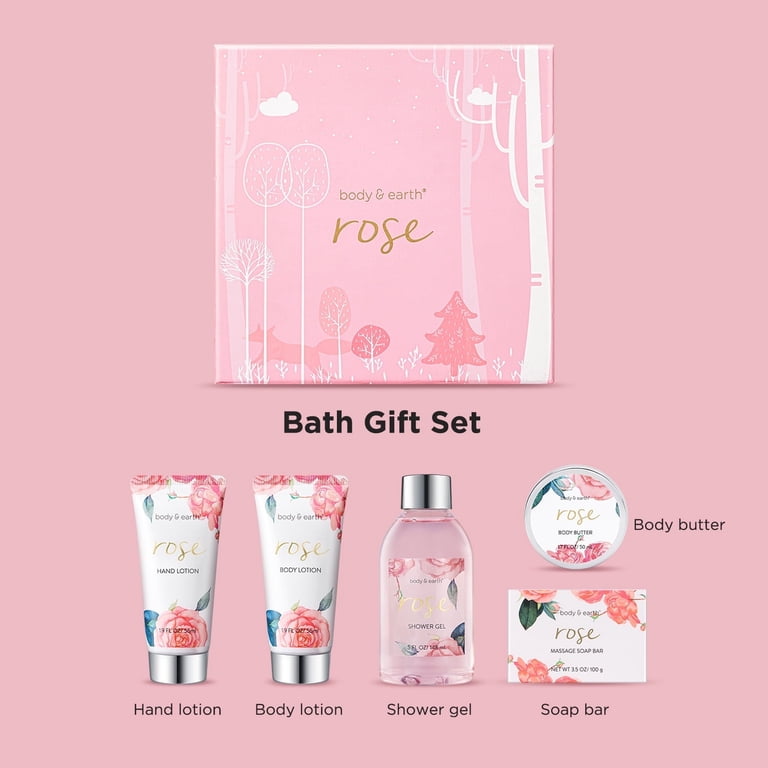 Body & Earth Spa Gift Sets for Women, Rose Bath and Body Gift