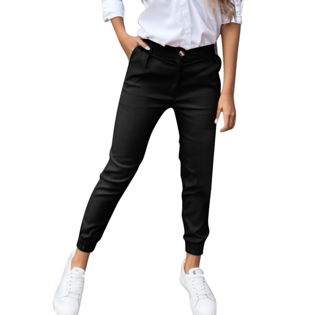 Pantalones deportivos informales de mujer de cintura alta y color liso con bolsillo - Leggings cortos, cintura elástica, para todas las estaciones - S-XXL