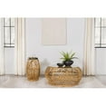 thumbnail image 2 of Pemberly Row Rattan Round Glass Top Woven Rattan Coffee Table in Natural, 2 of 6