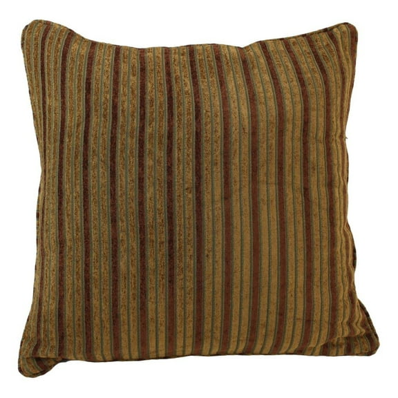25-inch Double-corded Patterned Tapestry Square Floor Pillow with Insert, Autumn Stripes
