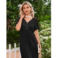 thumbnail image 5 of Ekouaer Nightgowns for Women Bamboo Viscose Long Night Gown Short Sleeve Moo Moos V Neck Sleep Shirts Pleated House Dress, 5 of 6