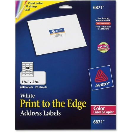 avery vibrant color printing address labels 1 1 4 x 2 3 8 white
