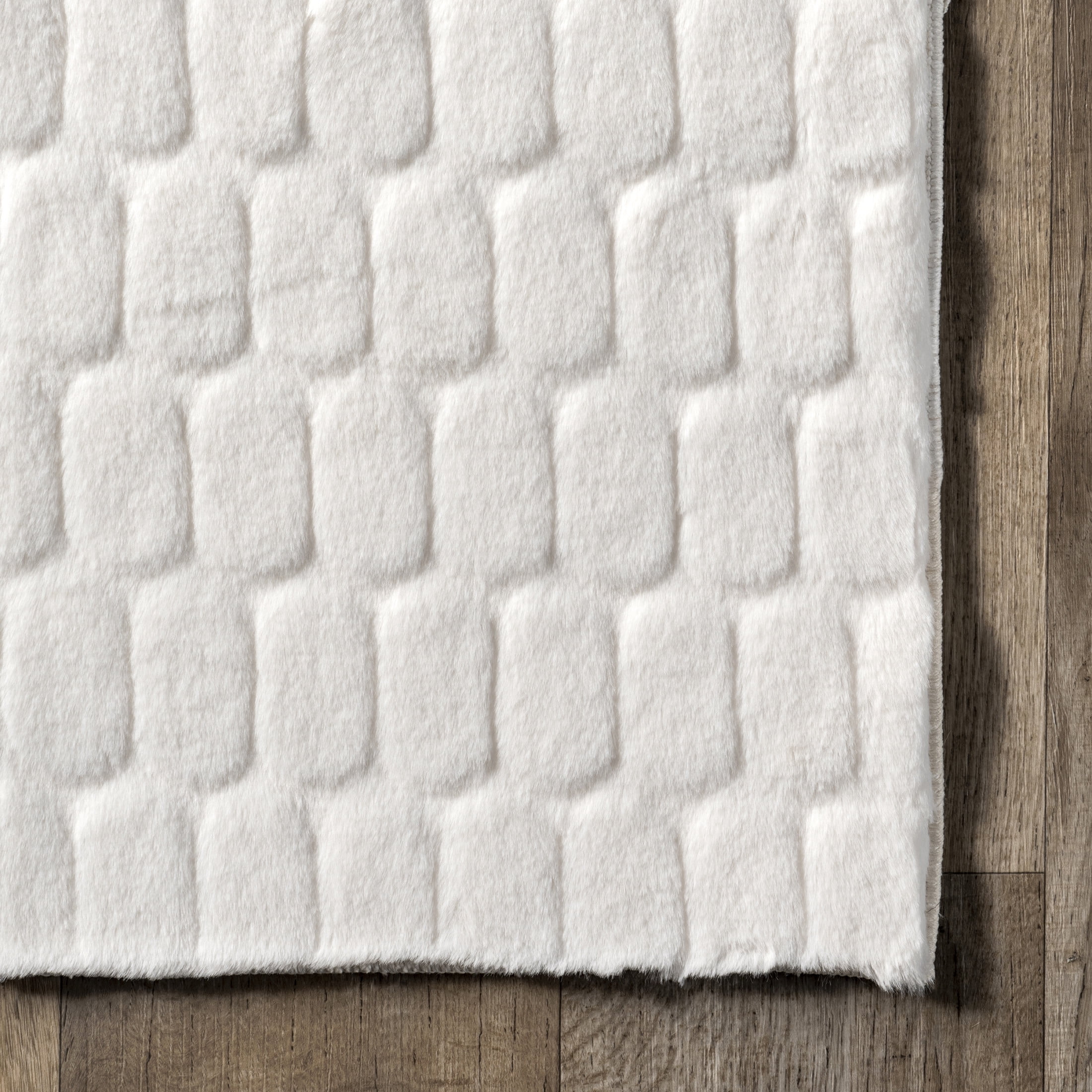 nuLOOM Nia SuperiorWash Tile Faux Rabbit Machine Washable Area Rug, 5' x 8', Nia White