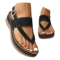 thumbnail image 4 of Womens Wedge Sandals Black Comfy Lightweight Wide Toe Box Low Heels Womens Slippers Size 6 Espadrille Dressy Summer Ankle Strap Buckle Women Sandal, 4 of 9
