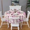 thumbnail image 2 of Pink Pioneer Flower Pattern Round Tablecloth 60"x60",Wrinkle Wipeable Table Cloth for Kitchen Dining Room Picnic Patio Party, 2 of 6