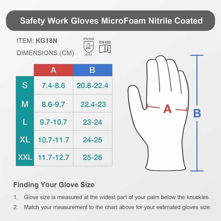 KAYGO Safety Work Gloves, Nitrile Coated, 3 Pairs, Medium photo 7