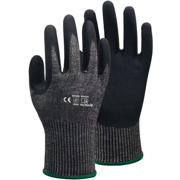 Guantes de Seguridad Anticorte VentDepot GlovesBlack 1 Par L Negro 245mm x 95 a 105mm NitriloHPPE CE EN388 Nivel 5 MXGBC-006