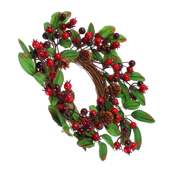 OULII 30cm Red Berry Wreath Christmas Front Door Decoration 1 Pc