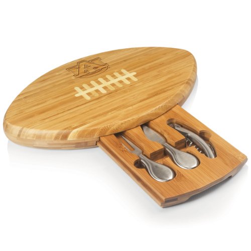 Picnic Time Quarterback - Natural Wood (Auburn University Tigers) Engraved