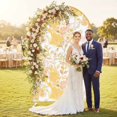 thumbnail image 2 of Yellow Flowers Arch Backdrop Cover, Spandex Fitted Wedding Arch Cover, Watercolor Summer Botanical Floral Round Top Stand Covers for Birthday Ceremony Bridal Shower Party Decor 4x1.65 Ft, 2 of 9