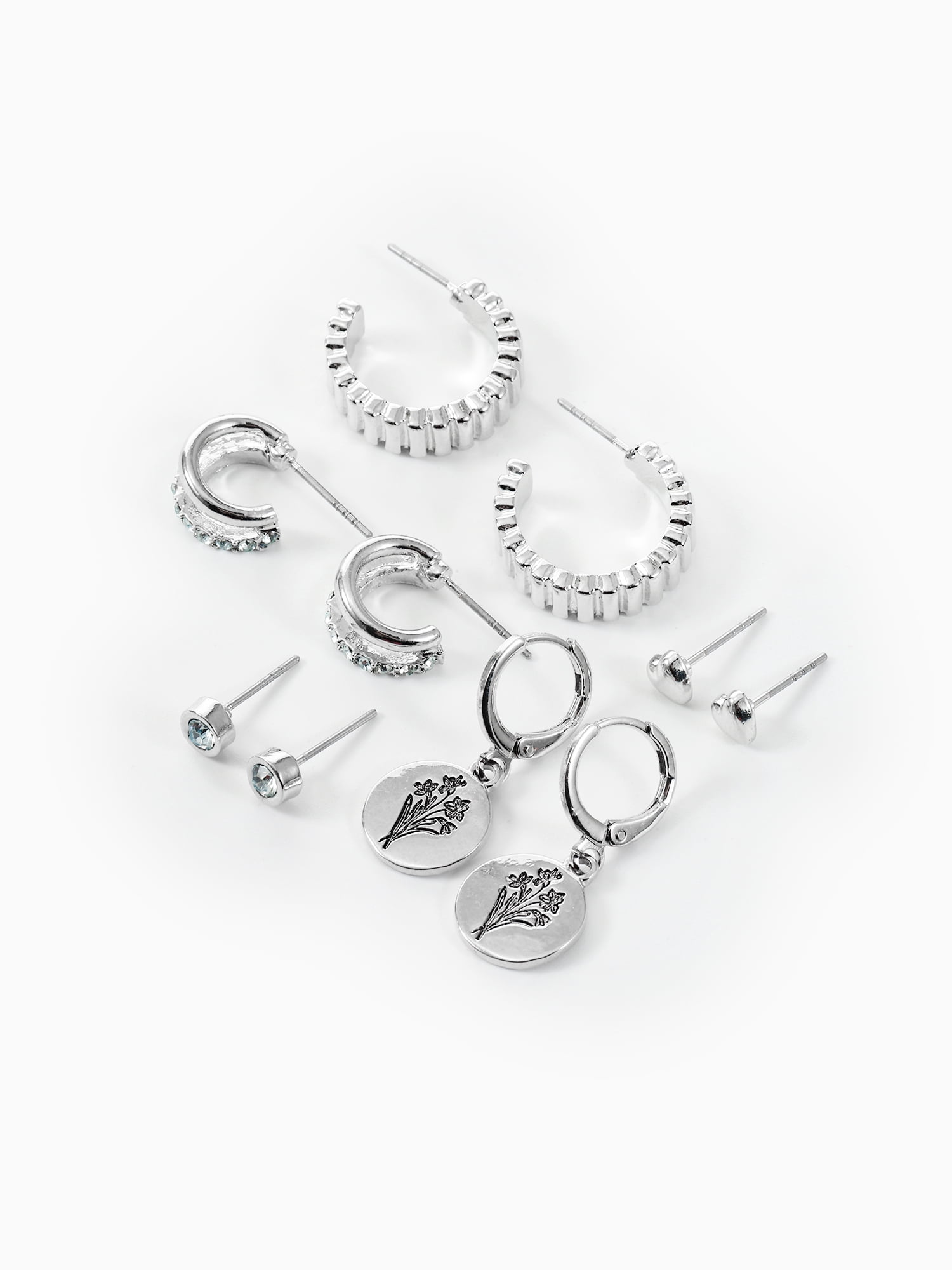 Time and Tru March DaffodilEarring Pack Silvertone