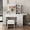 Type A, variant on Small Vanity Desk with Mirror and Lights for Makeup with Hair Dryer Holder and Chair, Vanity Mirror with Lights and Table Set with 3 Color Lighting Brightness Adjustable,3 Drawers,Dressing Table Set