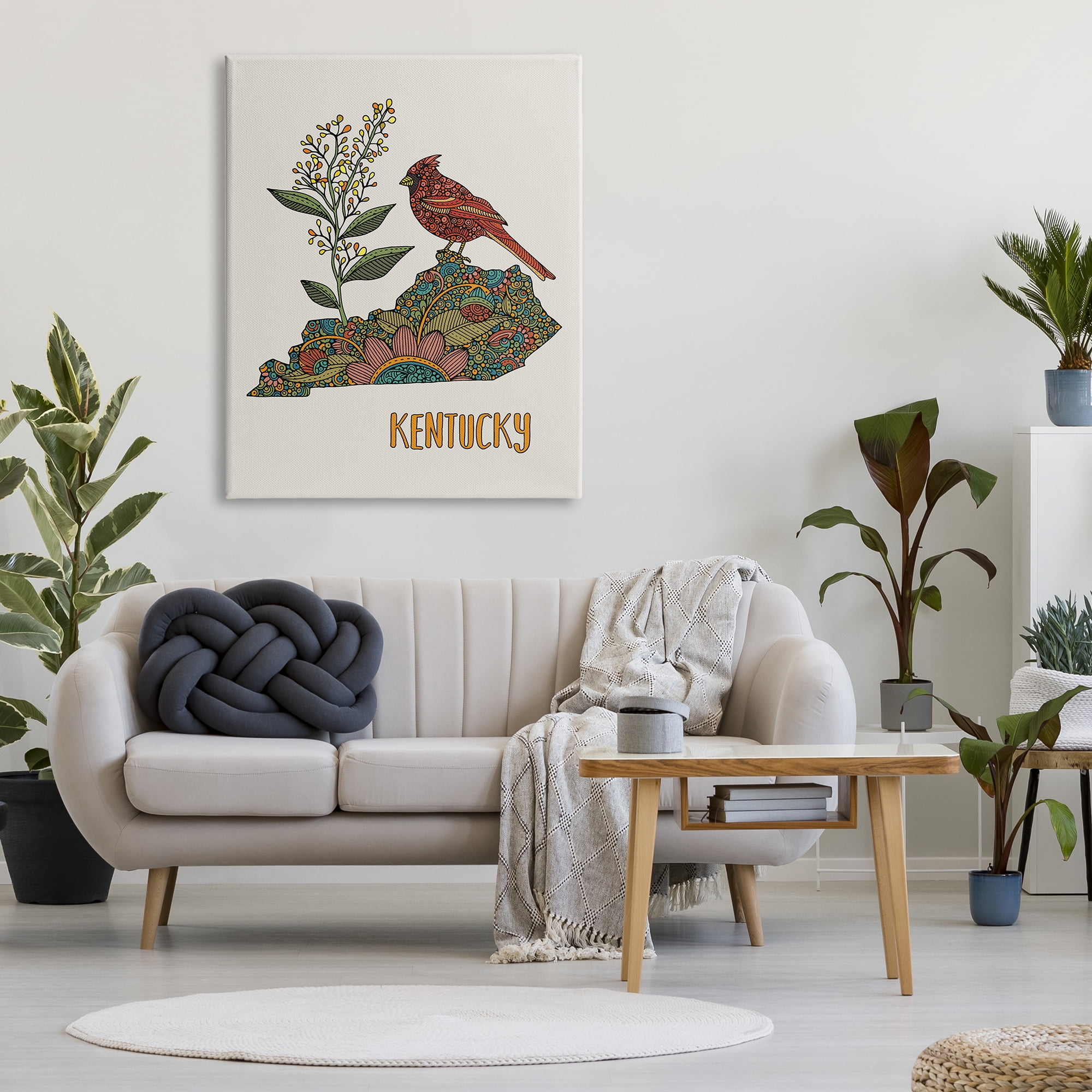 Stupell Industries Kentucky State Cardinal Blooming Goldenrod Flower Pattern Graphic Art Gallery Wrapped Canvas Print Wall Art, Design by Valentina Harper