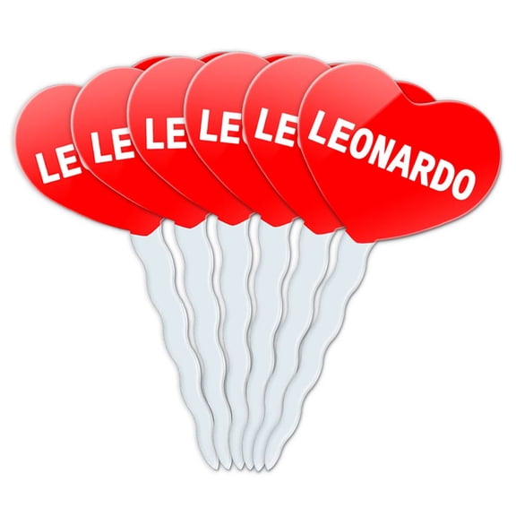Leonardo Heart Love Cupcake Picks Toppers - Set of 6
