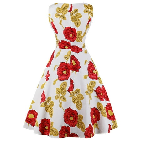 Series Universal Fashion - Hepburn Vintage Series Dress Spring And Summer Fashion Printing Design Sleeveless Women Dress