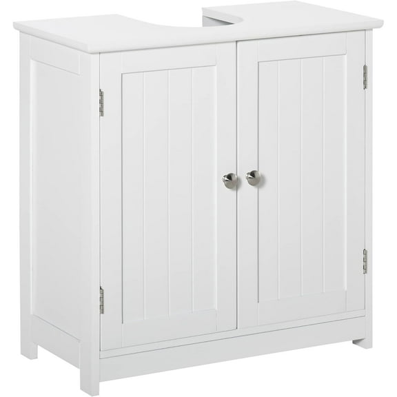HLL Pedestal Sink Storage Cabinet, Vanity Base Cabinet, Under Sink Bathroom Cabinet with U-Shape Cut-Out and Adjustable Internal Shelf, White