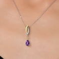 thumbnail image 3 of Gem Stone King 925 Silver and 10K Yellow Gold Purple Amethyst and White Lab Grown Diamond Pendant Necklace for Women | 0.79 Cttw | Gemstone February Birthstone | Pear Shape 8X5MM | With 18 inch Chain, 3 of 6