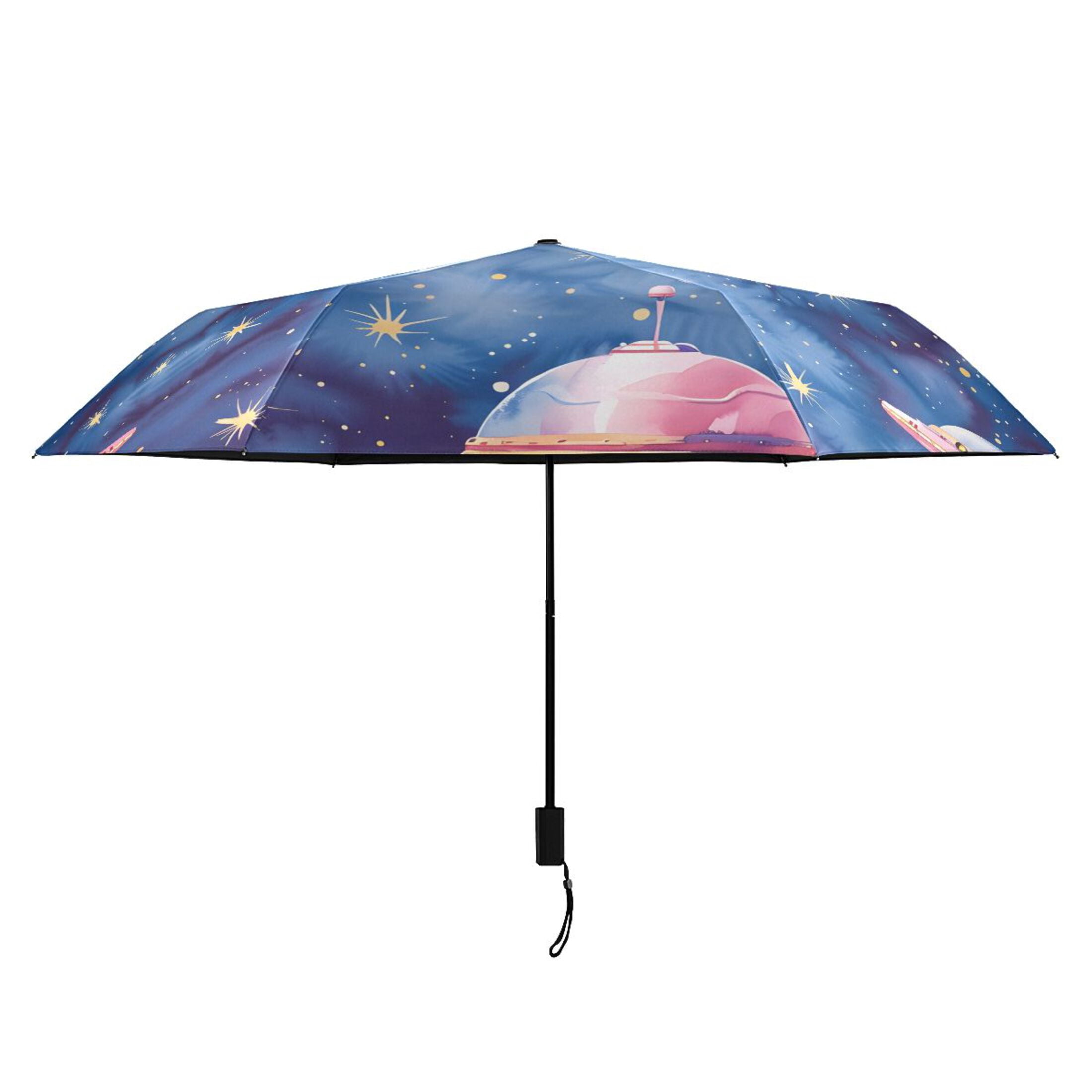 Ufo on Sky Compact Sun Umbrella Windproof Travel Umbrellas for Rain Strong Portable UV Protection