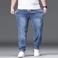 thumbnail image 6 of Tqyyweavej Men's Relaxed Fit Jeans Oversized Ripped Stretch Drawstring Cargo Denim Pants Open Bottom Casual Everyday Jeans with Pockets, 6 of 10