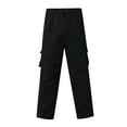 thumbnail image 3 of Cargo Sweatpants for Men Multi Pockets Cotton Straight Leg Sweatpants Outdoor Baggy Drawstring Joggers Hiking Pants Black 3XL, 3 of 4