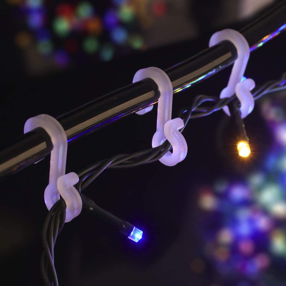 Popeven 100 Pieces Christmas Mini Gutter Hang Hooks S Clips Weatherproof Plastic Clips for