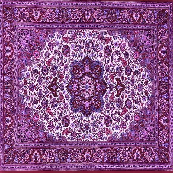 Ahgly Company Indoor Square Medallion Purple Traditional Area Rugs, 4' Square