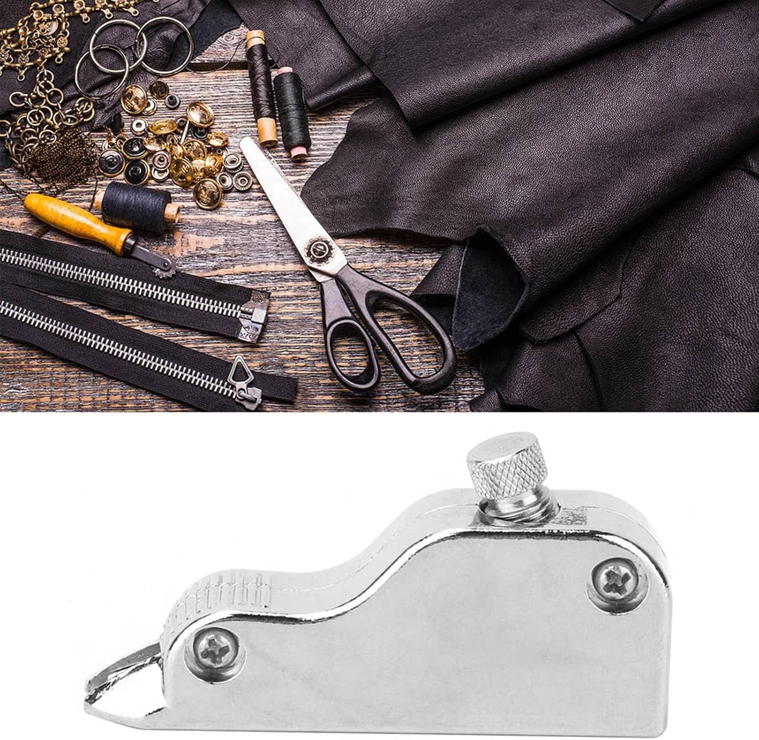 ABCISI Professional-Quality Adjustable V Gouge Leather Groover, Metal Push Type Stitching Groove Tool with Depth Knob for Leathercraft, Belts, Wallets & Bag Making