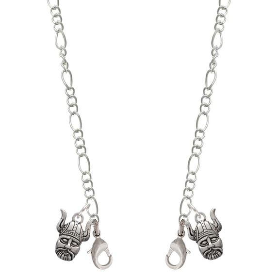 Silvertone Small Viking - Mascot Silvertone Face Mask Necklace