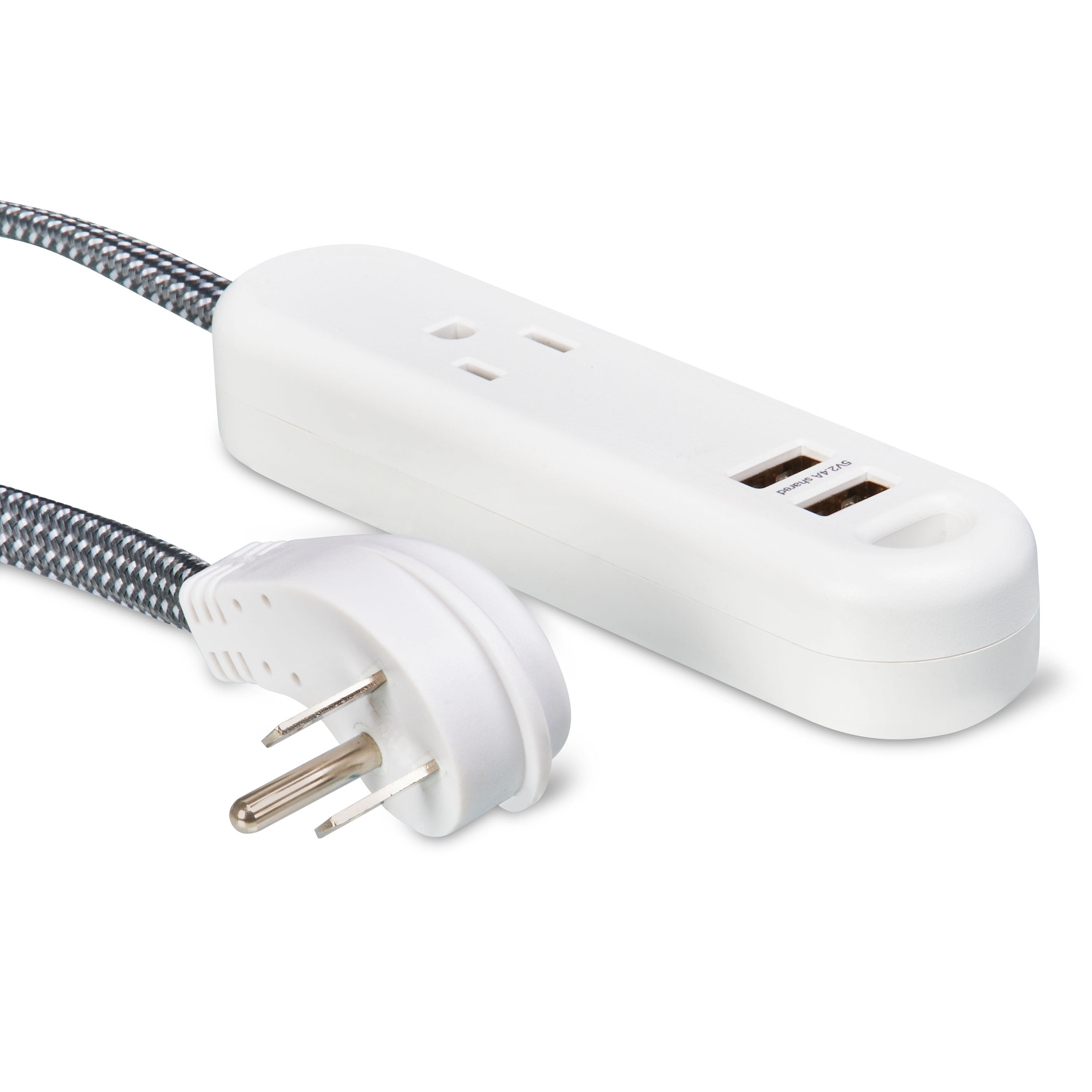onn. Extension Cord Surge Protector with 1 AC Outlet and 2 USB Ports