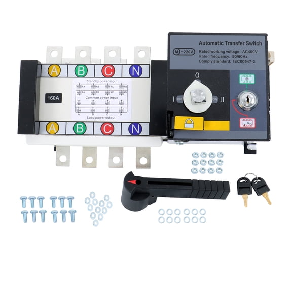 labwork 1Pack ATS Automatic Transfer Switch 160A 4 Poles Grid to AC Generator 110V 220V