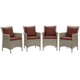 thumbnail image 1 of Ergode Conduit Outdoor Patio Wicker Rattan Dining Armchair Set of 4 - Light Gray Currant, 1 of 1