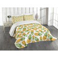 thumbnail image 3 of Ambesonne Yellow and White Quilted Bedspread Set 3 Pcs, Ripe Pineapple, King Size, Earth Yellow Green White, 3 of 5