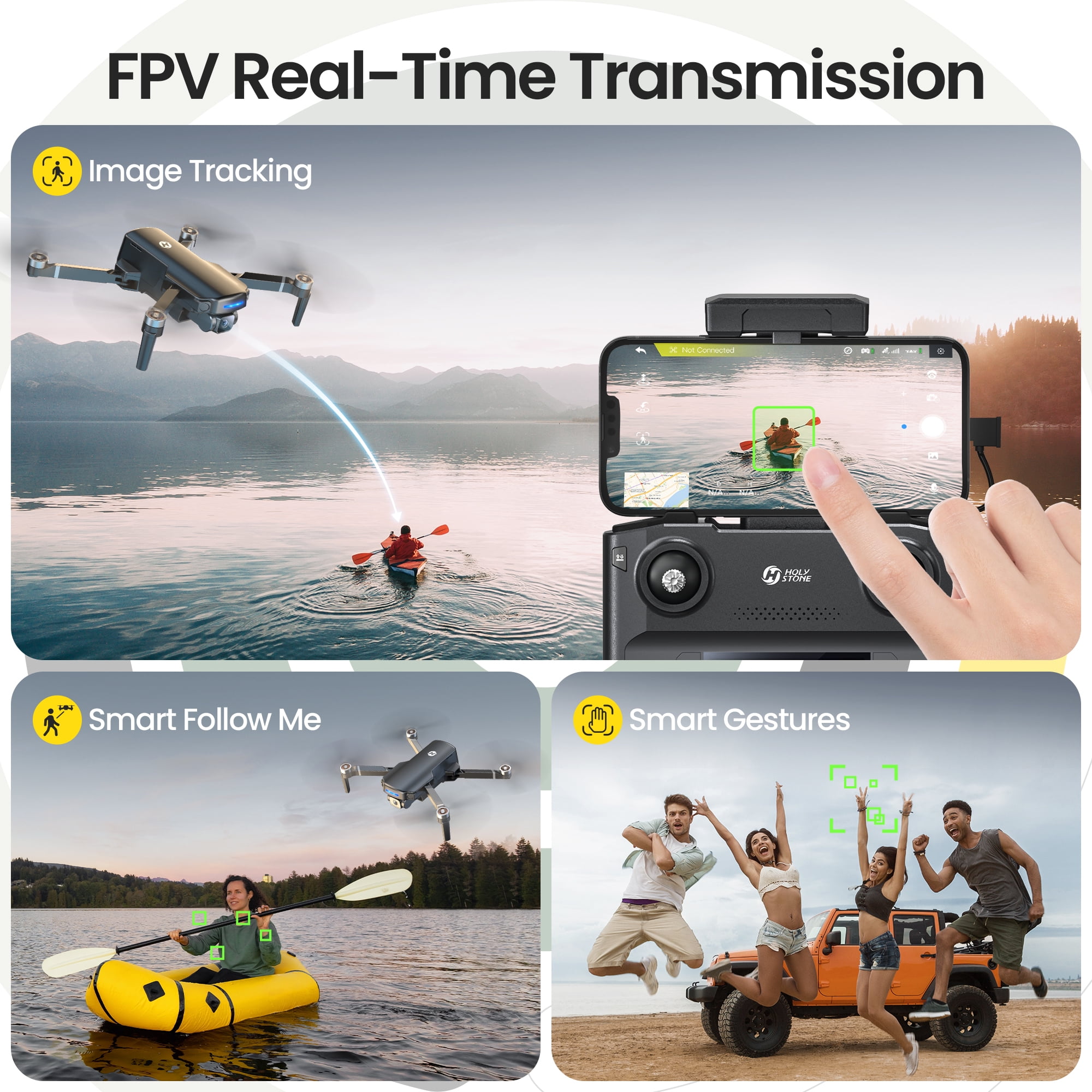 Holy Stone GPS Drone with 4K UHD Camera for Adults Beginner; HS360S 249g  Foldable FPV RC Quadcopter with 10000 Feet Control Range, Brushless Motor