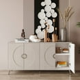 thumbnail image 2 of Lunale Modern Lacquered Wooden Sideboard Storage Cabinet, Buffet Server Cabinet for Living Room, Entryway, Distressed White, 2 of 6