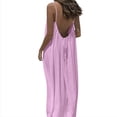 thumbnail image 4 of Lovzfmll Women's Loungewear Spaghetti Strap Low Back Crew Neck Sleeveless Solid Maxi Sundress, Loose Casual Vacation Dress Pink, M, 4 of 9