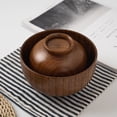 thumbnail image 3 of Sour Jujube Wood Old Lacquer Household Bowl Japanese Style Kids Soup Rice Tableware, 3 of 7