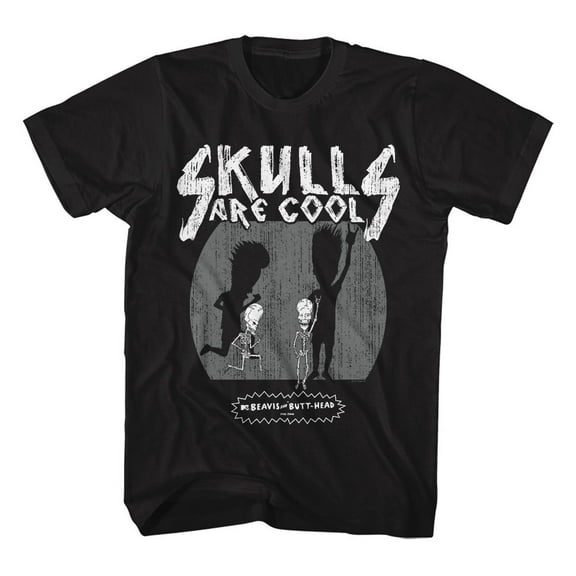 Beavis And Butt-Head Skulls Are Cool Black Adult T-Shirt