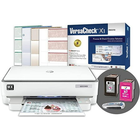 VersaCheck HP Envy 6055 MXE All-in-One MICR Check Printer Presto Software Bundle  White