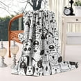 thumbnail image 2 of Cute Black and White Cartoon Line Drawing Dog Blanket,Comfortable Soft Flannel Throw Blanket,All Season,Warm Lightweight Blankets for Sofa Bed Couch Living Room Chair,40"x50"(100x130cm), 2 of 4