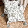 thumbnail image 2 of DriftAway Boho Throw Pillow Covers Julia Modern Farmhouse Decorative Home Cushion Velvet Tassels Watercolor Blooming Flower Floral Pattern for Bed Sofa or Bench 2 Pieces 18"L x 18"W Gray, 2 of 7