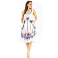 thumbnail image 5 of Sakkas Watercolor Palm Tree Tank Caftan Short Dress - White / Blue - One Size, 5 of 5