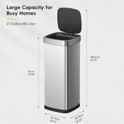EKO 80L Square Slim Motion Sensor Stainless Steel Trash Can