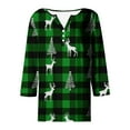 thumbnail image 5 of Feancey V Neck Christmas Tops for Women Plaid Print Henley Shirts Dressy Casual 3/4 Sleeve Blouse Button Up T-Shirt Xmas Gifts Green M, 5 of 5