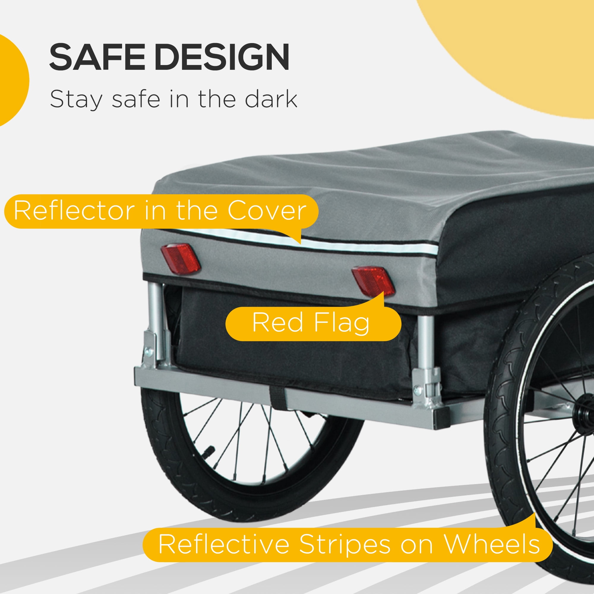 Aosom Outdoor Foldable Bike Trailer with Triple Safety Black and Grey