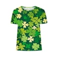 thumbnail image 5 of Hyknon Hauts pour Femmes Été Ample Décontracté Imprimé Saint-Patrick Manches Courtes Col Rond Haut Doux Chandail Polyvalent pour Sortir, 5 of 5
