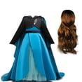 thumbnail image 1 of Kawell Princess Anna Costume for Girls Toddler Cosplay Dress Up with Cape Wig Birthday Christmas Party 3-10 T, 1 of 6