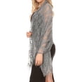 thumbnail image 3 of Sakkas Mari Women's Large Lightweight Soft Lace Scarf Wrap Shawl Floral and Fringe - GrayRoseLace - One Size, 3 of 5
