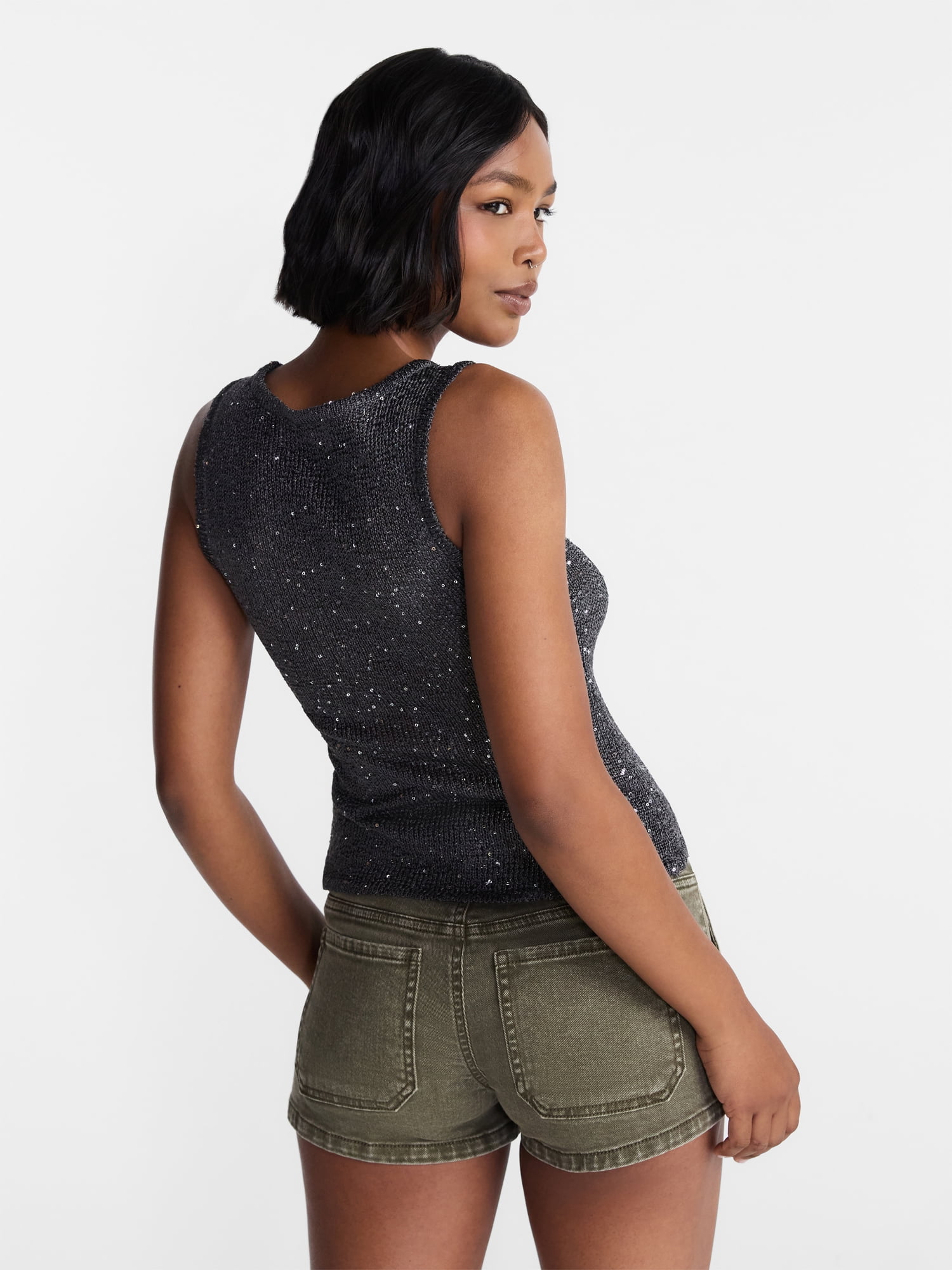 No Boundaries Sequin Sweater Tank Top, Women's and Women's Plus XXS-4X