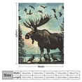 thumbnail image 4 of Orinice Moose Birds Trees Warm Lightweight Blanket Soft Fleece Blankets Throw Blanket for Living Rooms Sofa Decor Cow Gifts All Seasons Bed Blanket 50x60in, 4 of 6